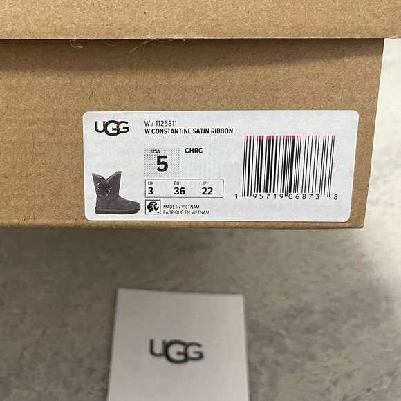 NIB Women’s Size 5 (Euro Size 36) UGG Constantine Ribbon Snow Boots In Grey - Picture 7 of 13
